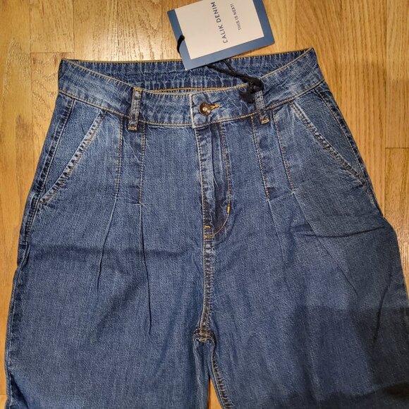 NWT Calik Denim Wide Leg High Waisted Pleated Embellished Jeans Size 27" - Picture 3 of 7